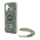 Guess IML Flowers Allover Electro iPhone 16 Plus kemény hátlap tok pánttal, zöld GUHMP16LHCPOFPH