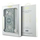 Guess IML Flowers Allover Electro iPhone 16 Plus kemény hátlap tok pánttal, zöld GUHMP16LHCPOFPH