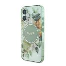 Guess IML Flower & Tonal Circle iPhone 16 Plus kemény hátlap tok, zöld GUHMP16MHFWBDCEN