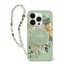 Guess IML Flowers iPhone 16 Plus kemény hátlap tok karpánttal, zöld GUHMP16MHFWBRCESN