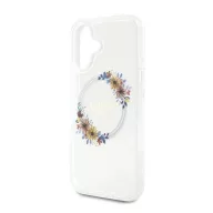   Guess IML Flowers Wreath iPhone 16 Plus MagSafe kemény hátlap tok, átlátszó GUHMP16MHFWFCT