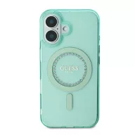   Guess IML Rhinestones MagSafe iPhone 16 Plus kemény hátlap tok, zöld GUHMP16MPFTDTEN
