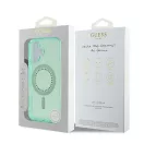 Guess IML Rhinestones MagSafe iPhone 16 Plus kemény hátlap tok, zöld GUHMP16MPFTDTEN