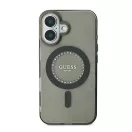 Guess IML Rhinestones MagSafe iPhone 16 Plus kemény hátlap tok, fekete GUHMP16MPFTDTEK