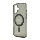 Guess IML Rhinestones MagSafe iPhone 16 Plus kemény hátlap tok, fekete GUHMP16MPFTDTEK