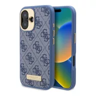   Guess 4G Logo Plate iPhone 16 Plus MagSafe kemény hátlap tok, kék GUHMP16MU4GPRB