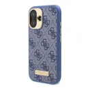 Guess 4G Logo Plate iPhone 16 Plus MagSafe kemény hátlap tok, kék GUHMP16MU4GPRB