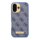 Guess 4G Logo Plate iPhone 16 Plus MagSafe kemény hátlap tok, kék GUHMP16MU4GPRB