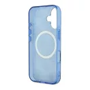Guess IML Peony On 4G Background iPhone 16 MagSafe kemény hátlap tok, kék GUHMP16SH4PYEEB