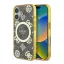 Guess IML Peony On 4G Background iPhone 16 MagSafe kemény hátlap tok, barna GUHMP16SH4PYEEW