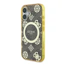 Guess IML Peony On 4G Background iPhone 16 MagSafe kemény hátlap tok, barna GUHMP16SH4PYEEW