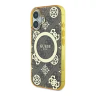   Guess IML Peony On 4G Background iPhone 16 MagSafe kemény hátlap tok, barna GUHMP16SH4PYEEW