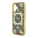 Guess IML Peony On 4G Background iPhone 16 MagSafe kemény hátlap tok, barna GUHMP16SH4PYEEW