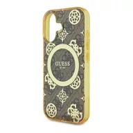   Guess IML Peony On 4G Background iPhone 16 MagSafe kemény hátlap tok, barna GUHMP16SH4PYEEW