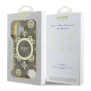 Guess IML Peony On 4G Background iPhone 16 MagSafe kemény hátlap tok, barna GUHMP16SH4PYEEW