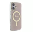 Guess IML 4G MagSafe iPhone 16 MagSafe kemény hátlap tok, rózsaszín GUHMP16SH4STP
