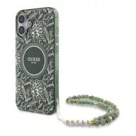   Guess IML Flowers Allover Electro iPhone 16 kemény hátlap tok pánttal, zöld GUHMP16SHCPOFPA