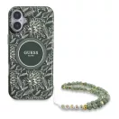 Guess IML Flowers Allover Electro iPhone 16 kemény hátlap tok pánttal, zöld GUHMP16SHCPOFPA
