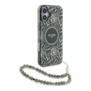 Guess IML Flowers Allover Electro iPhone 16 kemény hátlap tok pánttal, zöld GUHMP16SHCPOFPA