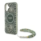 Guess IML Flowers Allover Electro iPhone 16 kemény hátlap tok pánttal, zöld GUHMP16SHCPOFPA