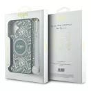 Guess IML Flowers Allover Electro iPhone 16 kemény hátlap tok pánttal, zöld GUHMP16SHCPOFPA