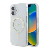   Guess IML Glitter Circle iPhone 16 MagSafe kemény hátlap tok, átlátszó GUHMP16SHFGERET
