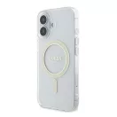 Guess IML Glitter Circle iPhone 16 MagSafe kemény hátlap tok, átlátszó GUHMP16SHFGERET