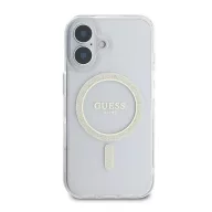  Guess IML Glitter Circle iPhone 16 MagSafe kemény hátlap tok, átlátszó GUHMP16SHFGERET