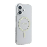   Guess IML Glitter Circle iPhone 16 MagSafe kemény hátlap tok, átlátszó GUHMP16SHFGERET
