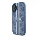 Guess 4G Printed Stripes iPhone 16 MagSafe kemény hátlap tok, kék GUHMP16SP4RPSB