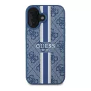 Guess 4G Printed Stripes iPhone 16 MagSafe kemény hátlap tok, kék GUHMP16SP4RPSB