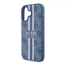 Guess 4G Printed Stripes iPhone 16 MagSafe kemény hátlap tok, kék GUHMP16SP4RPSB