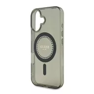   Guess IML Rhinestones MagSafe iPhone 16 kemény hátlap tok, fekete GUHMP16SPFTDTEK