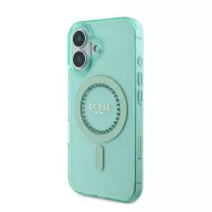   Guess IML Rhinestones MagSafe iPhone 16 kemény hátlap tok, zöld GUHMP16SPFTDTEN