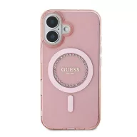   Guess IML Rhinestones MagSafe iPhone 16 kemény hátlap tok, rózsaszín GUHMP16SPFTDTEP