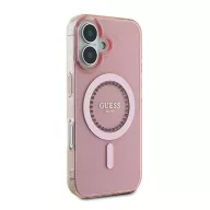   Guess IML Rhinestones MagSafe iPhone 16 kemény hátlap tok, rózsaszín GUHMP16SPFTDTEP