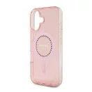 Guess IML Rhinestones MagSafe iPhone 16 kemény hátlap tok, rózsaszín GUHMP16SPFTDTEP