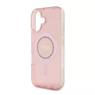   Guess IML Rhinestones MagSafe iPhone 16 kemény hátlap tok, rózsaszín GUHMP16SPFTDTEP