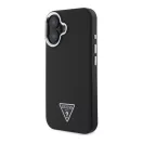 Guess Grained Triangle iPhone 16 MagSafe kemény hátlap tok, fekete GUHMP16SPGTSPSK