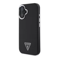   Guess Grained Triangle iPhone 16 MagSafe kemény hátlap tok, fekete GUHMP16SPGTSPSK