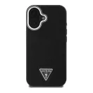 Guess Grained Triangle iPhone 16 MagSafe kemény hátlap tok, fekete GUHMP16SPGTSPSK
