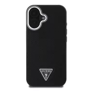   Guess Grained Triangle iPhone 16 MagSafe kemény hátlap tok, fekete GUHMP16SPGTSPSK