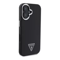   Guess Grained Triangle iPhone 16 MagSafe kemény hátlap tok, fekete GUHMP16SPGTSPSK