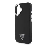   Guess Grained Triangle iPhone 16 MagSafe kemény hátlap tok, fekete GUHMP16SPGTSPSK