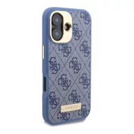   Guess 4G Logo Plate iPhone 16 MagSafe kemény hátlap tok, kék GUHMP16SU4GPRB