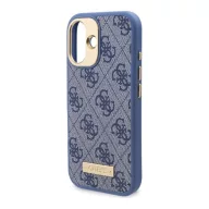   Guess 4G Logo Plate iPhone 16 MagSafe kemény hátlap tok, kék GUHMP16SU4GPRB