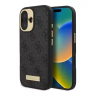  Guess 4G Logo Plate iPhone 16 MagSafe kemény hátlap tok, fekete GUHMP16SU4GPRB