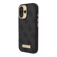   Guess 4G Logo Plate iPhone 16 MagSafe kemény hátlap tok, fekete GUHMP16SU4GPRB