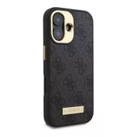   Guess 4G Logo Plate iPhone 16 MagSafe kemény hátlap tok, fekete GUHMP16SU4GPRB