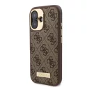 Guess 4G Logo Plate iPhone 16 MagSafe kemény hátlap tok, barna GUHMP16SU4GPRW